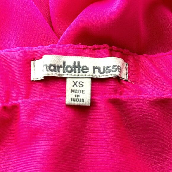 Charlotte Russe PINK Prom Party Dress XS Hot Pink Strapless Mini Bubble Hem - Picture 10 of 10